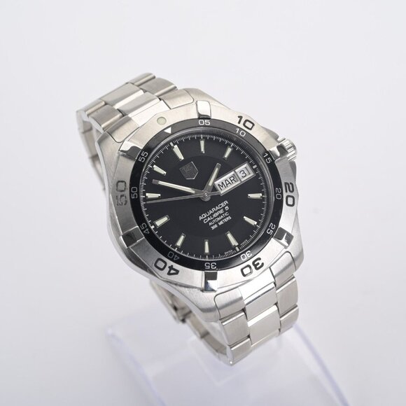 TAG Heuer Aquaracer WAF2010 Day Date 42mm Black Men's Watch +Case - Picture 2 of 7